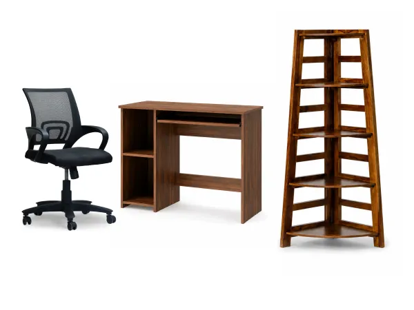 Rio Study Table With Office Chair and Belle Bookshelf